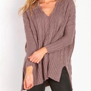 FREE PEOPLE 100% Cotton Purple Oversized Cable Knit Sweater-Size M